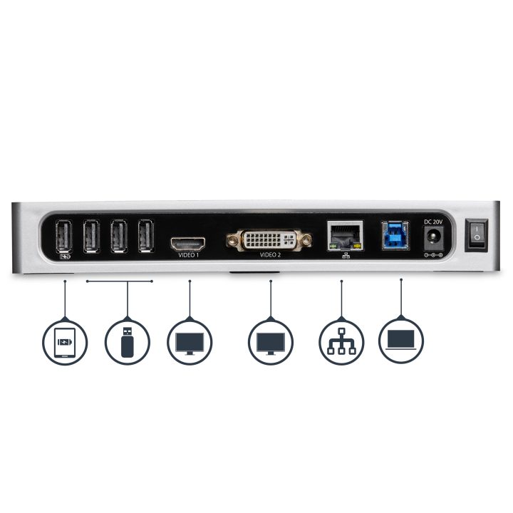 StarTech.com USB 3.0 Port Replicator - Laptop Docking Station for…