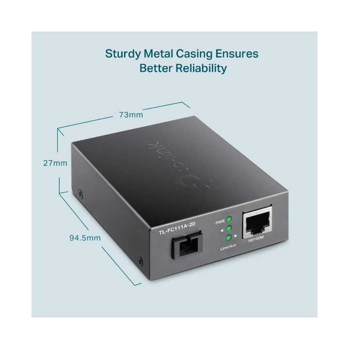TP-Link TL-FC111A-20 100 Mbit/s Single-mode Media Converter Black