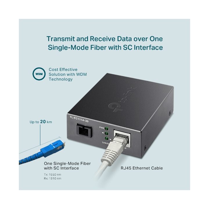 TP-Link TL-FC111A-20 100 Mbit/s Single-mode Media Converter Black