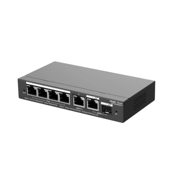 Ruijie Networks Reyee ES206GS-P Switch 4xPoE 2xGbE 1xSFP(C) 54W…
