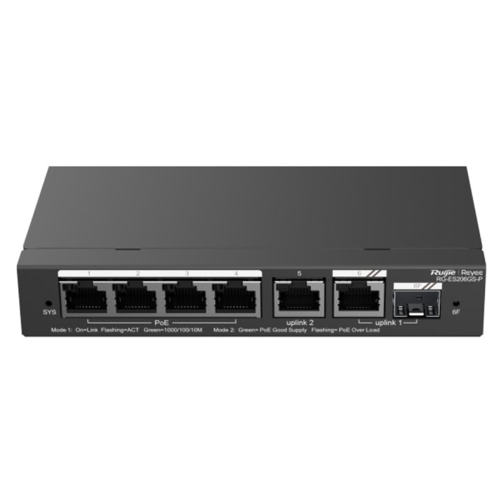 Ruijie Networks Reyee ES206GS-P Switch 4xPoE 2xGbE 1xSFP(C) 54W…