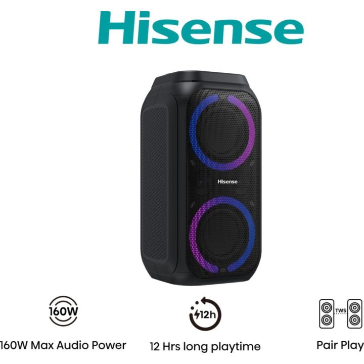 Hisense Party Rocket 160 Coluna para festas Preto 160 W