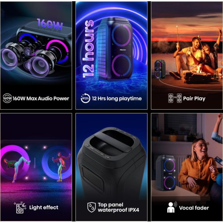 Hisense Party Rocket 160 Party Speaker Black 160 W