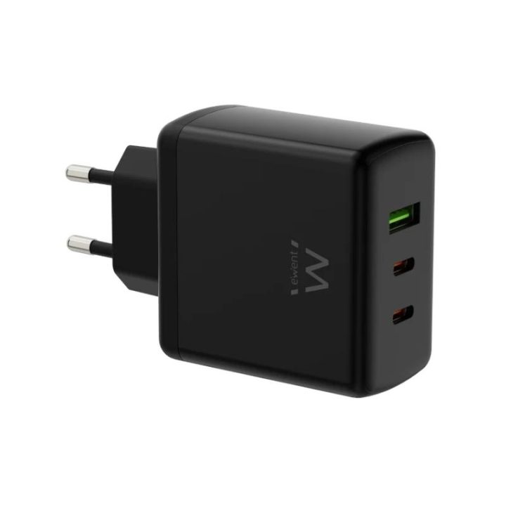 Ewent Carregador rápido GaN de 65W com 3 portas (2 USB-C PD e 1 USB-A…