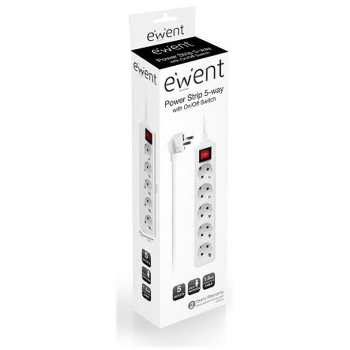 Ewent EW3916 base múltiple 1,5 m 5 salidas AC Interior Blanco