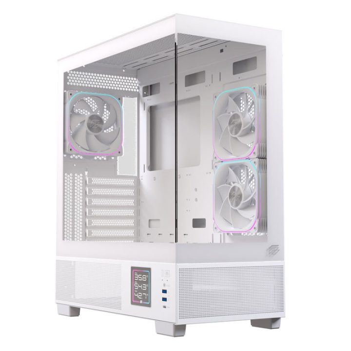 Gabinete de PC gaming Einarex S501D ATX RGB vidro temperado branco…