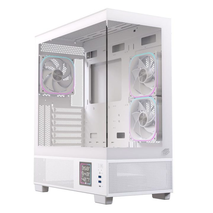 Einarex S501D ATX RGB Gaming PC Case Tempered Glass White…