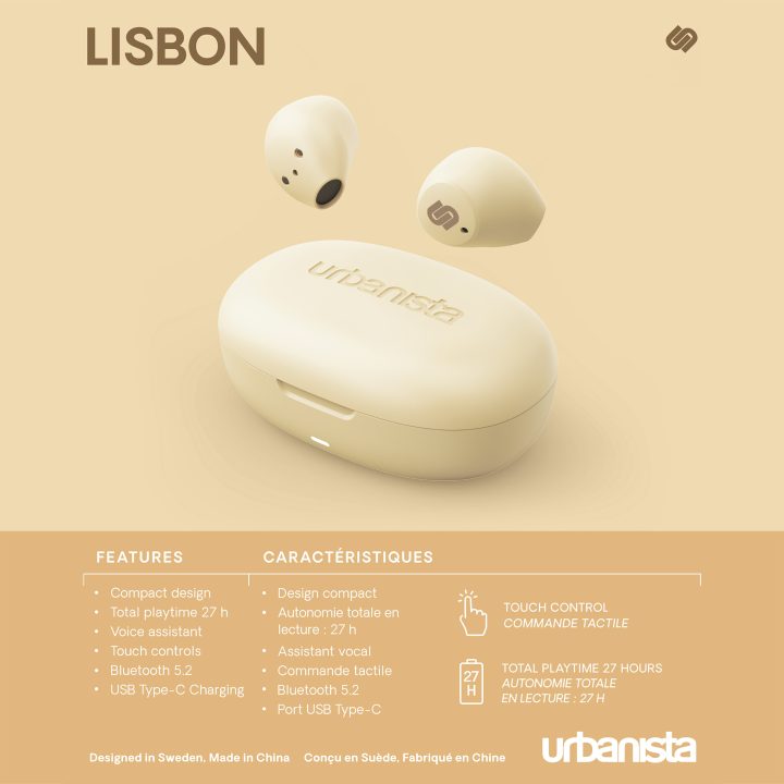 Auriculares Urbanista true wireless inalambricos lisbon vanilla cream…