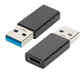 Ewent EW9650 Gender Changer for USB Type-A to USB Type-C Cable Black