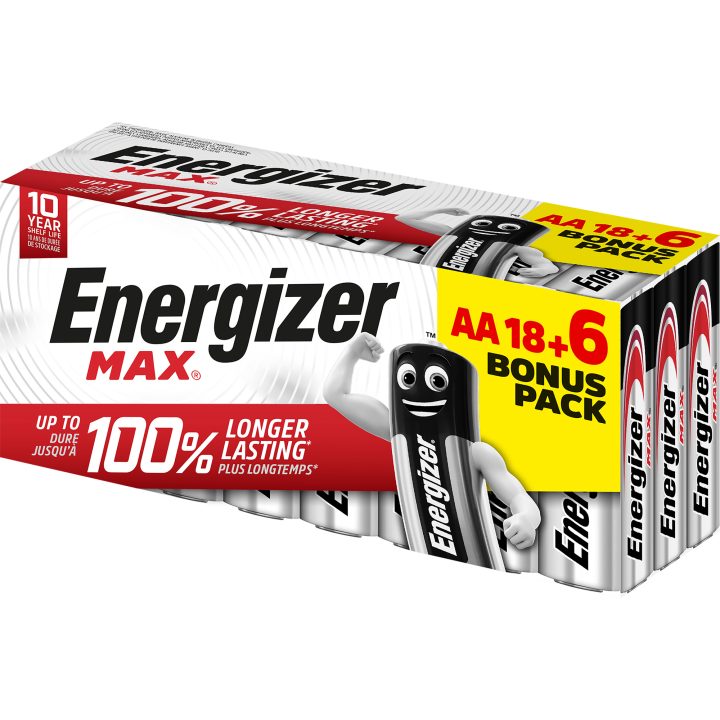 Caixa 18+6 pilhas alcalinas max tipo LR6 (AA) Energizer E303513106