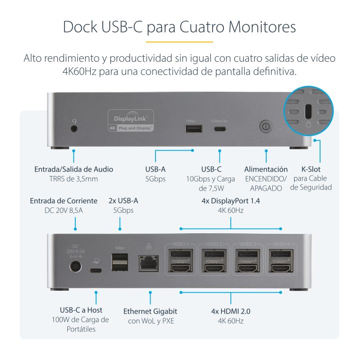 StarTech.com Mini Docking Station USB-C - Replicador de Portas para 4…