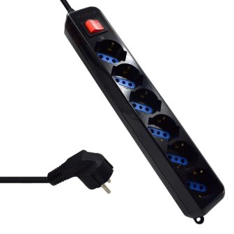 Ewent EW3924 base múltiple 1,5 m 6 saídas CA Preto