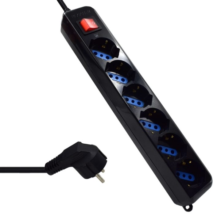 Ewent EW3924 base múltiple 1,5 m 6 saídas CA Preto