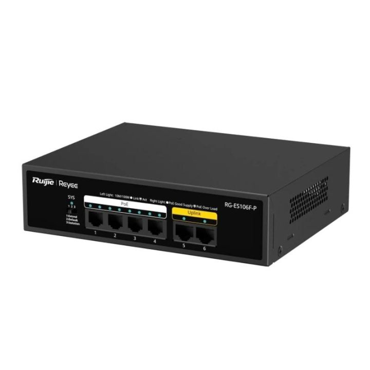 Ruijie Networks RG-ES106F-P Unmanaged L2 Fast Ethernet (10/100) Power…