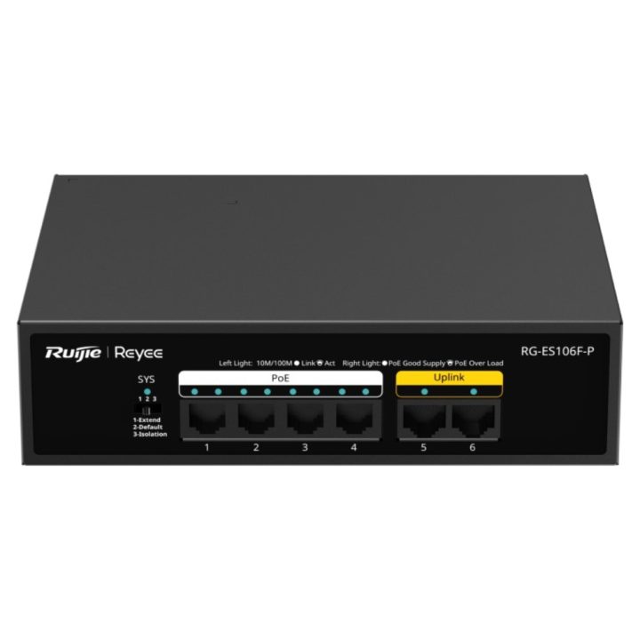 Ruijie Networks RG-ES106F-P Unmanaged L2 Fast Ethernet (10/100) Power…