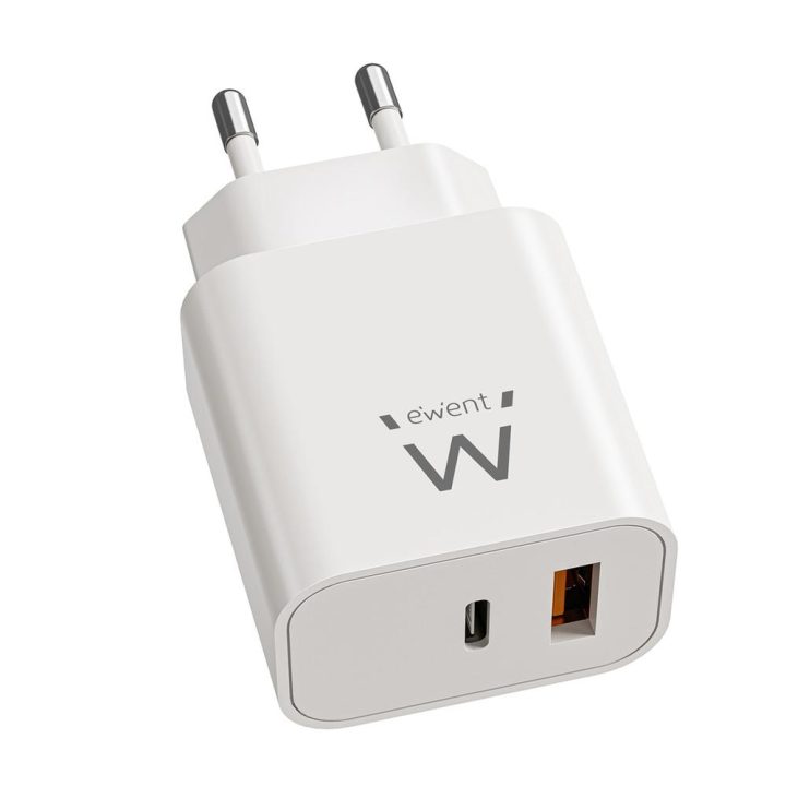 Ewent Carregador Rápido GaN de 20W USB-C PD e USB-A QC, Design…
