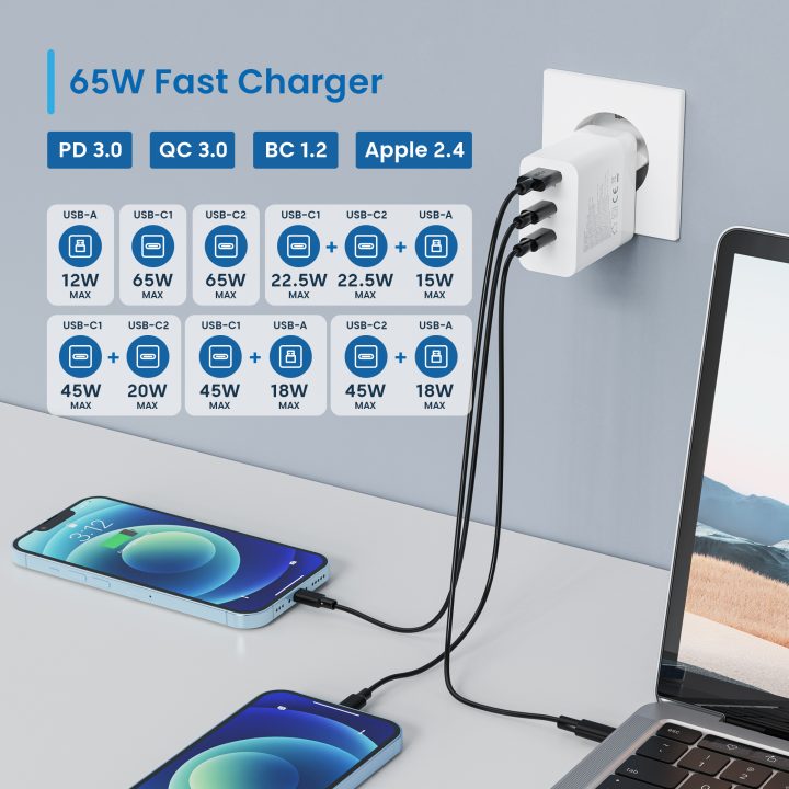 Ewent EW1323 Universal Mobile Device Charger White AC Fast Charging…