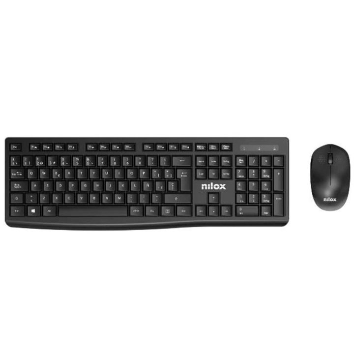 Nilox NXKMWE012 Wireless Keyboard and Mouse Kit Office RF Spanish…