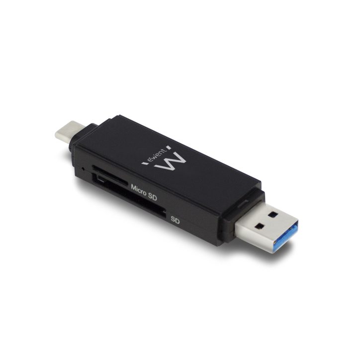 Ewent EW1075 USB 3.2 Gen 1 (3.1 Gen 1) Type-A/Type-C Card Reader Black