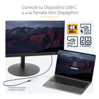 StarTech.com USB-C to Mini DisplayPort Adapter - 4K 60Hz - White -…