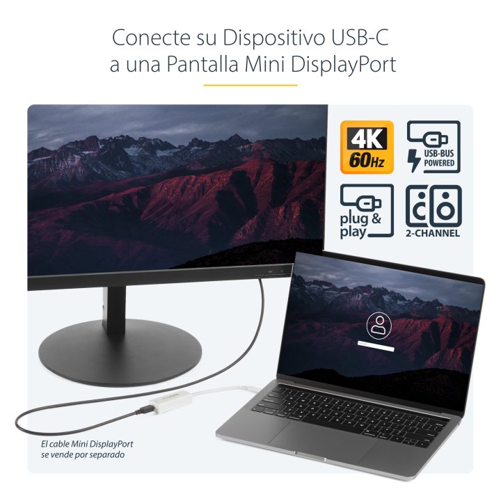 StarTech.com USB-C to Mini DisplayPort Adapter - 4K 60Hz - White -…