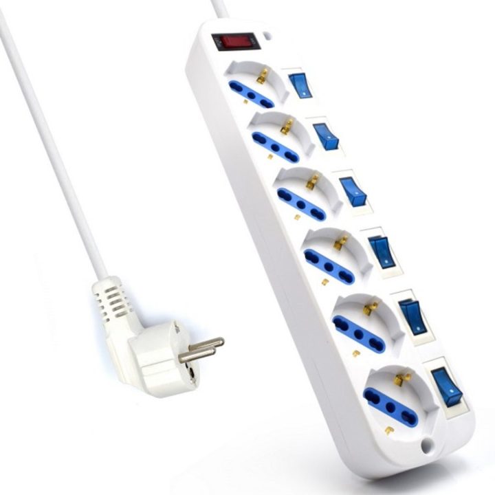 Ewent EW3932-5M Surge Protector White 6 AC Outlets