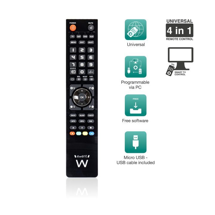 Ewent EW1570 comando à distância DTT, DVD/Blu-ray, Projetor, SAT…