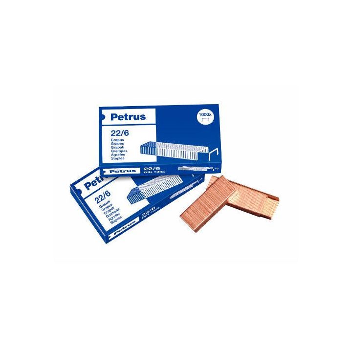 Box of 1000 Copper-Plated Staples Type 22/6 - 24/6 for Desktop/Office…