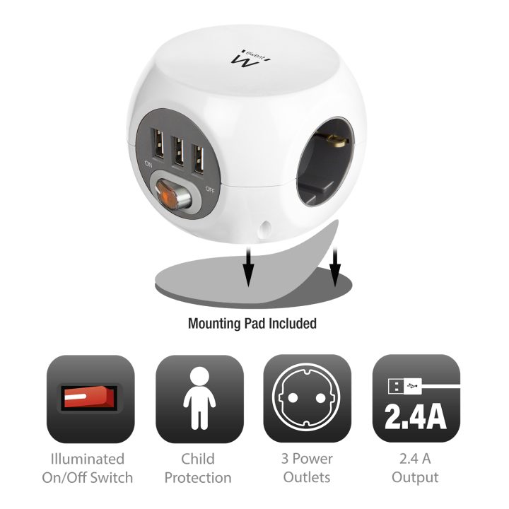Ewent EW3939 Power Strip 1.5 m 3 AC Outlets Indoor White