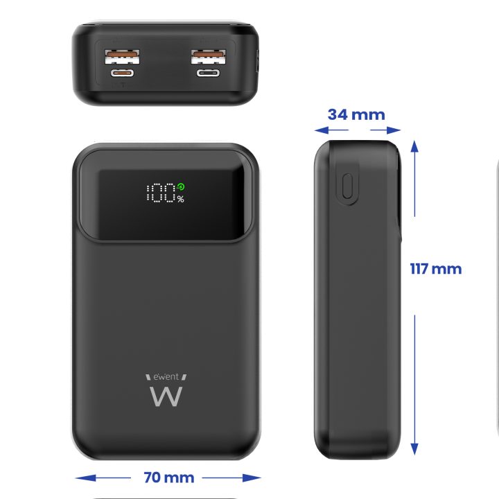 Ewent 65W 20,000 mAh Power Bank – Fast Charging External Battery with…
