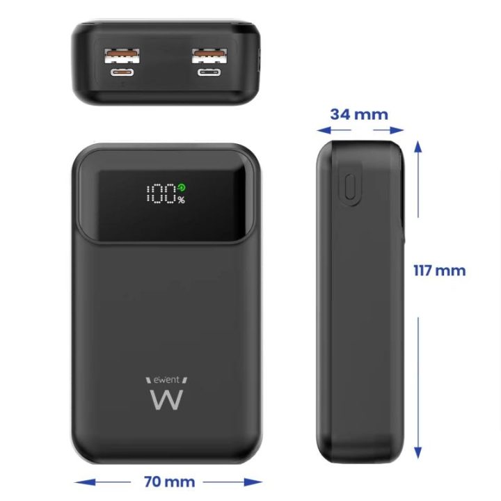 Ewent 65W 20,000 mAh Power Bank – Fast Charging External Battery with…
