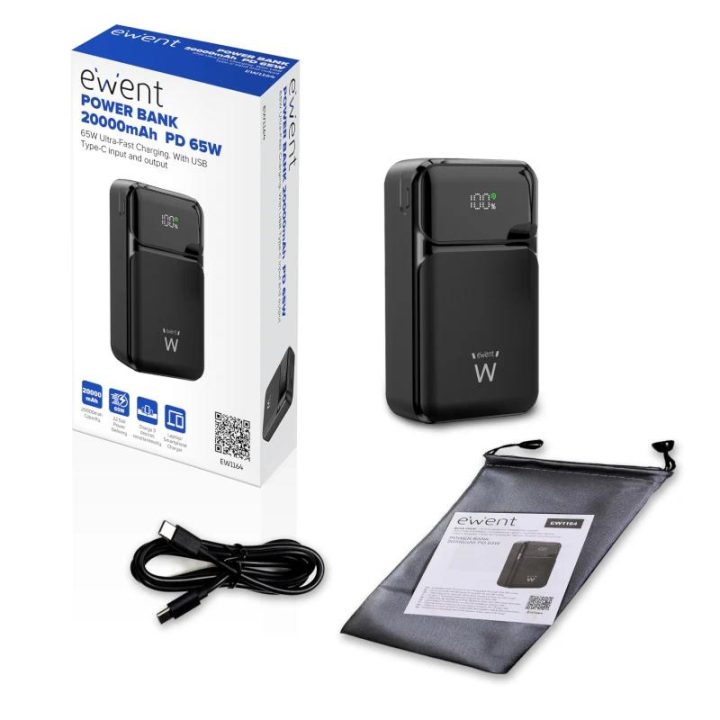 Ewent 65W 20,000 mAh Power Bank – Fast Charging External Battery with…