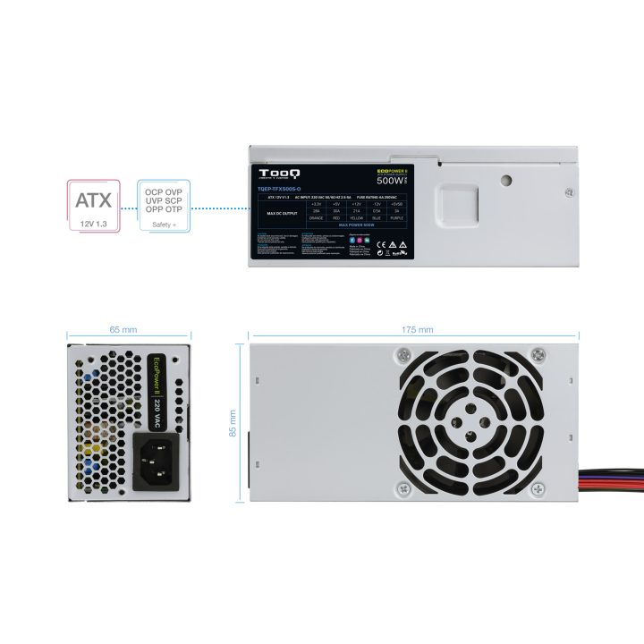 TooQ Ecopower II TFX OEM Power Supply Unit 500 W 20+4 pin ATX Silver