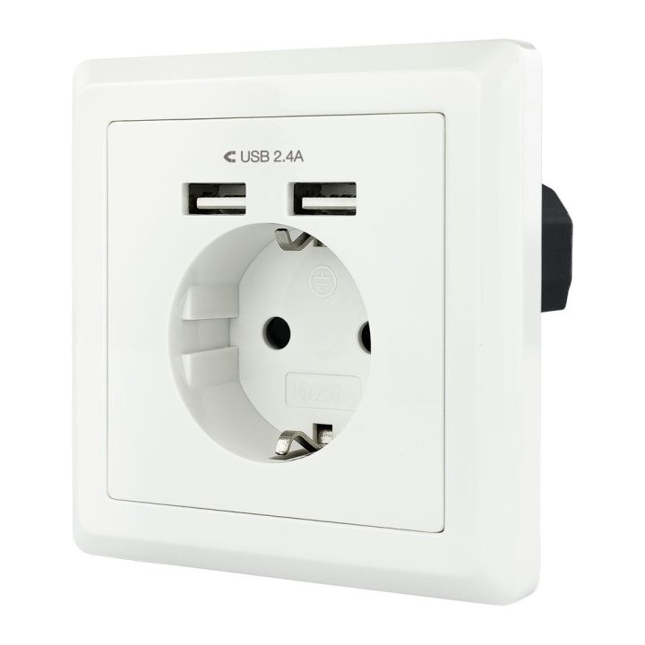 Nanocable Schuko Wall Socket with 2 USB Outlets Max. 2.4A, White