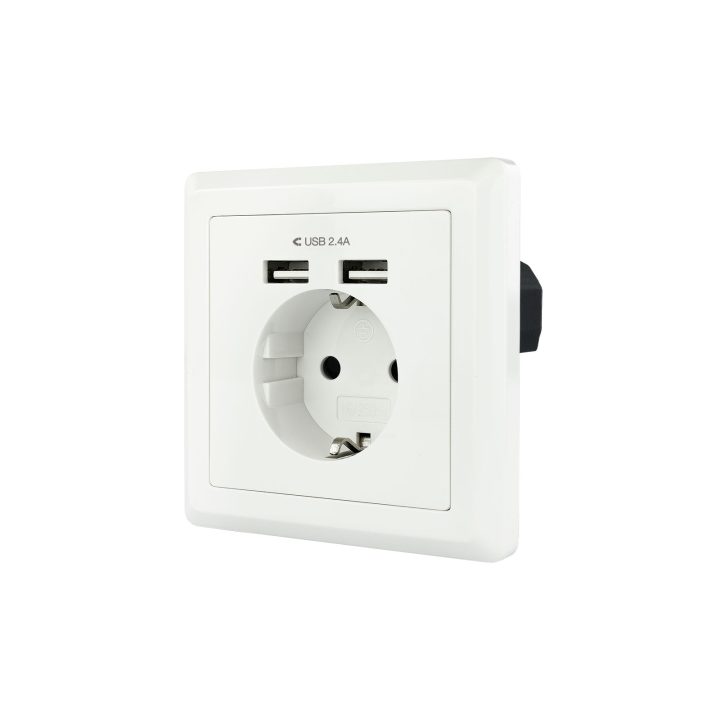 Nanocable Schuko Wall Socket with 2 USB Outlets Max. 2.4A, White