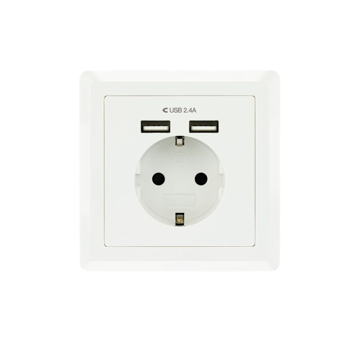 Nanocable Schuko Wall Socket with 2 USB Outlets Max. 2.4A, White