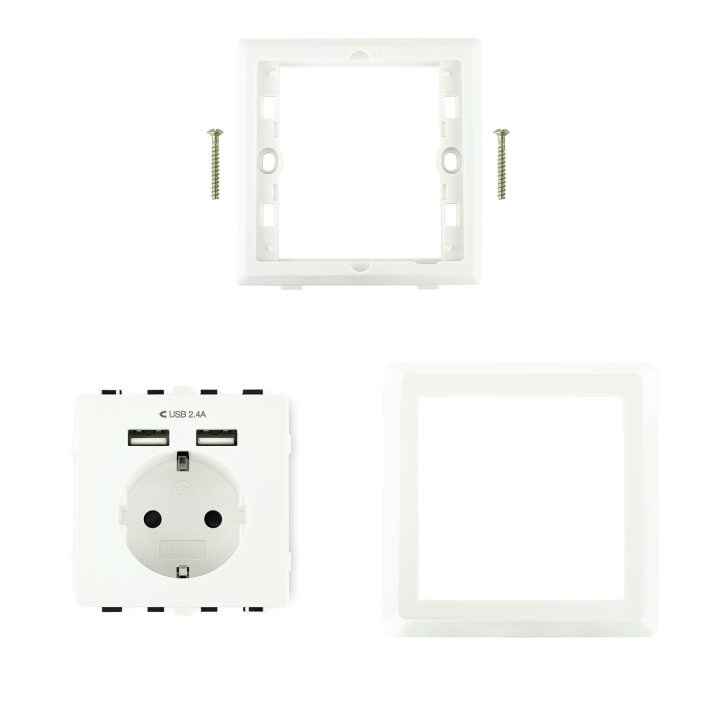 Nanocable Schuko Wall Socket with 2 USB Outlets Max. 2.4A, White