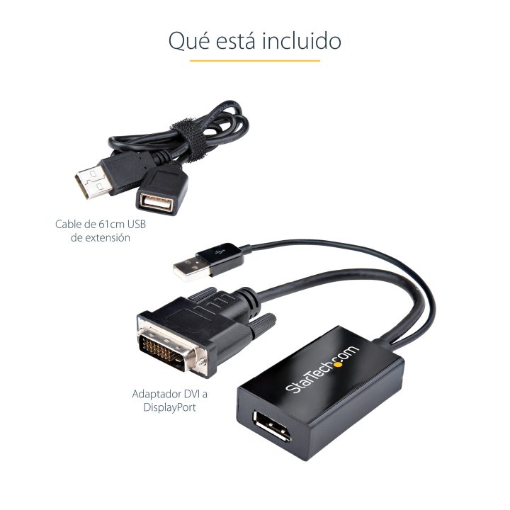 StarTech.com Adaptador DVI a DisplayPort Alimentado por USB -…