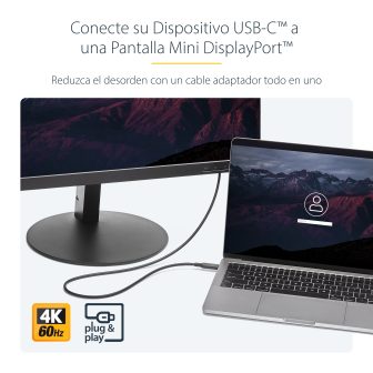 StarTech.com Cabo de 1m USB-C a Mini DisplayPort - 4K 60Hz - Preto -…