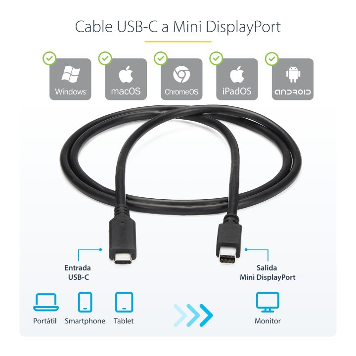 StarTech.com Cabo de 1m USB-C a Mini DisplayPort - 4K 60Hz - Preto -…