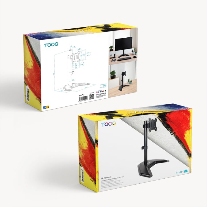 TooQ Suporte de Mesa para Ecrãs de 17”-32”, Preto