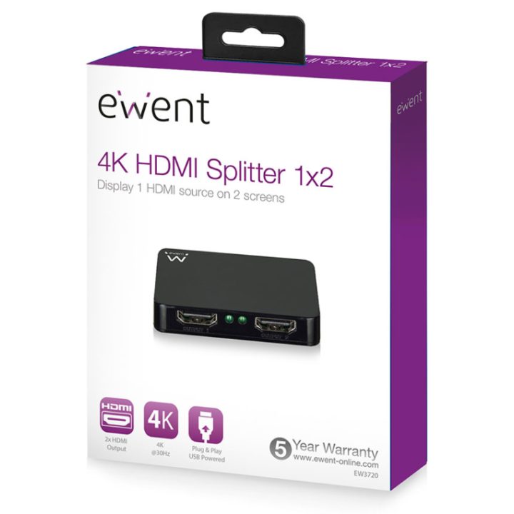 Ewent EW3720 HDMI 2x HDMI Video Splitter