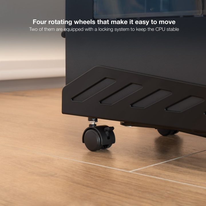 TooQ Suporte metálico para CPU de chão com rodas