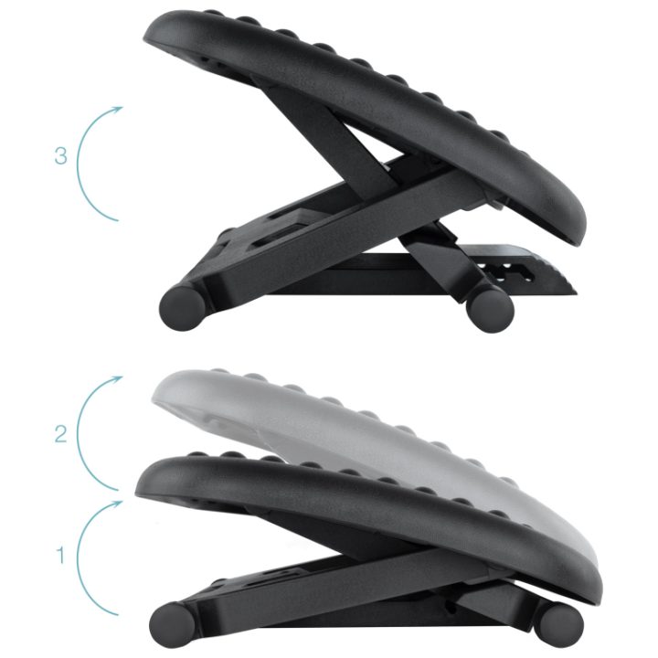 TooQ Adjustable Height and Tilt Footrest 'Confort', Black
