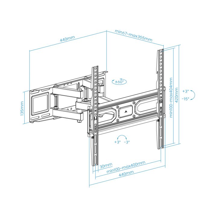 TooQ Suporte de parede para ecrãs 32”- 70”