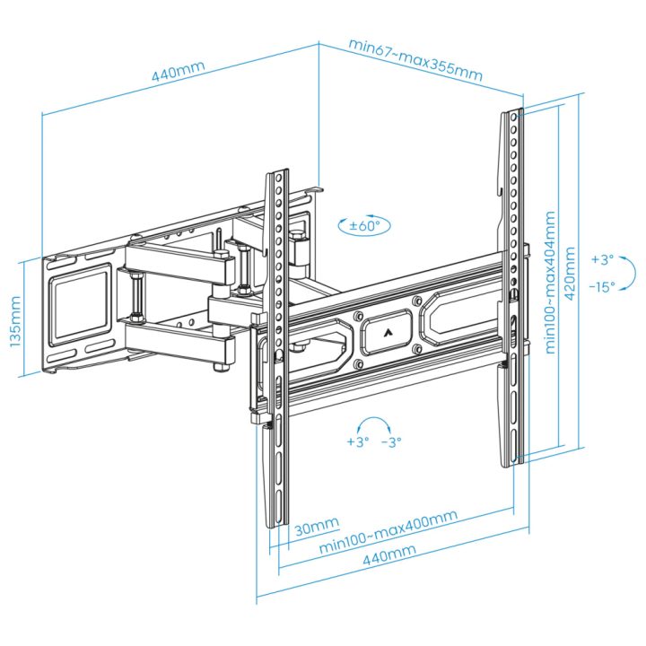 TooQ Suporte de parede para ecrãs 32”- 70”