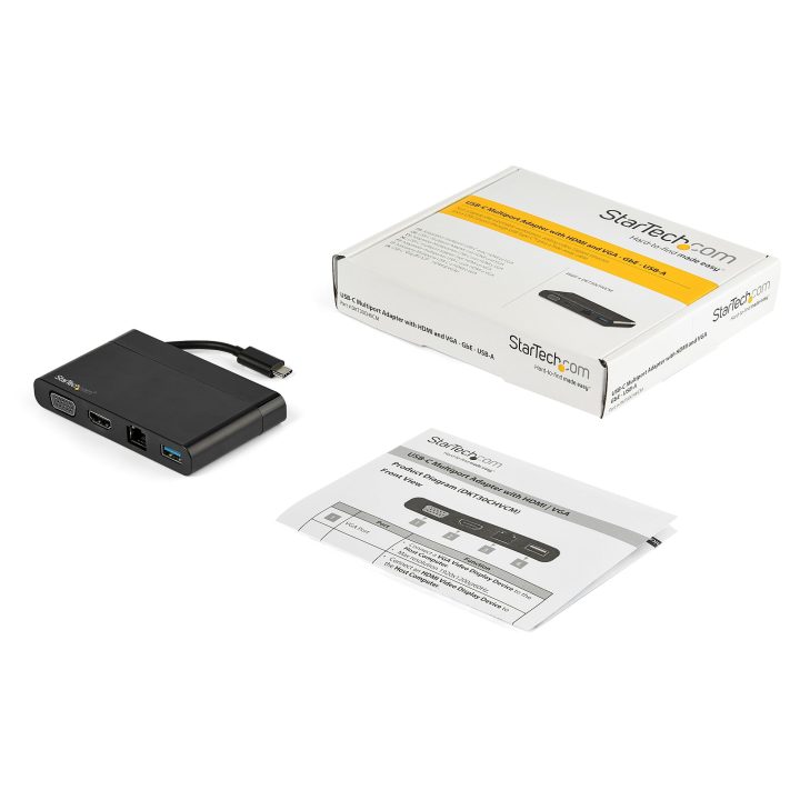 StarTech.com Adaptador Multiportas USB-C 4K com HDMI, VGA, Ethernet…