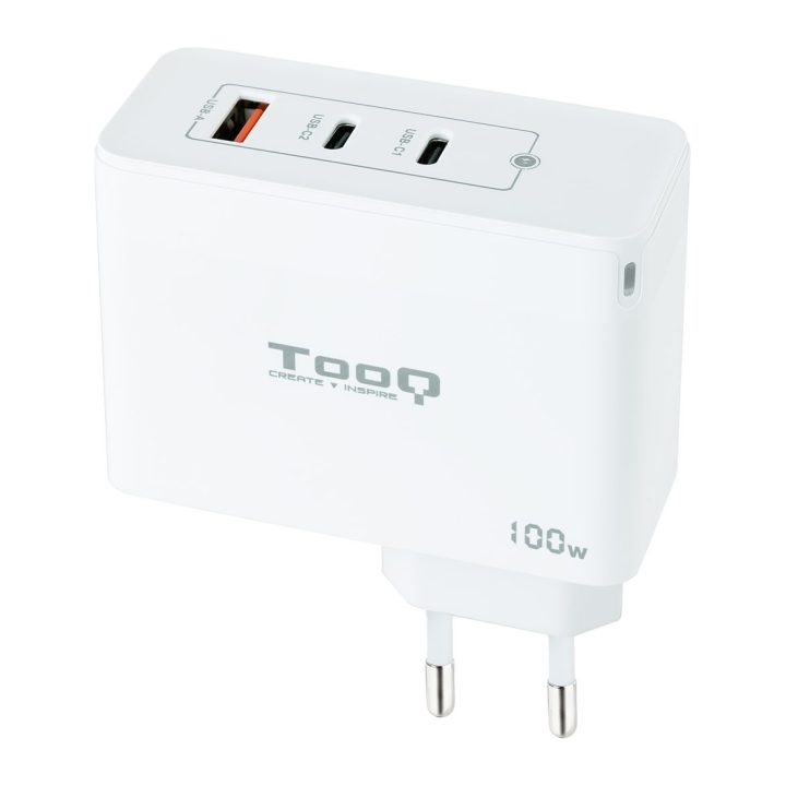 TooQ GaN Wall Charger 2xUSB-C/PD + USB-A/QC 100W, White