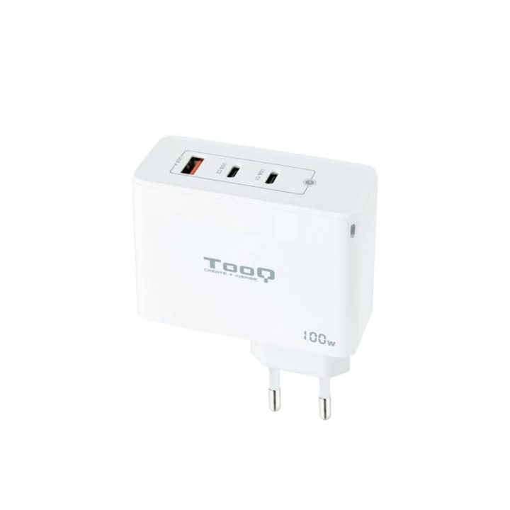 TooQ GaN Wall Charger 2xUSB-C/PD + USB-A/QC 100W, White