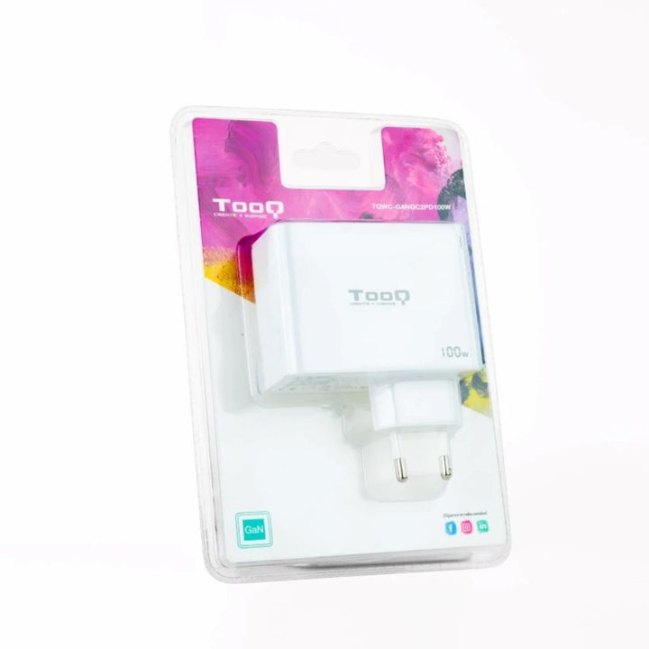 TooQ GaN Wall Charger 2xUSB-C/PD + USB-A/QC 100W, White